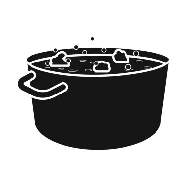 Tencere ve brokoli logosunun vektör tasarımı. Tencere ve sebze stok vektörü çizimi.