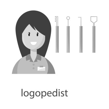 Logopedist ve öğretmen logosunun izole edilmiş bir nesnesi. Stok için logopedist ve terapi vektör simgesi kümesi.