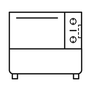 Fırın ve soba sembolünün izole edilmiş bir nesnesi. Fırın ve aygıt stok vektör illüstrasyonunun web ögesi.