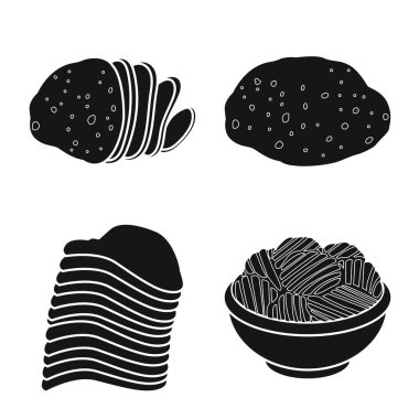 Malzeme ve ürün logosunun vektör tasarımı. Malzeme ve çiplerin hisse senedi vektör çizimi.