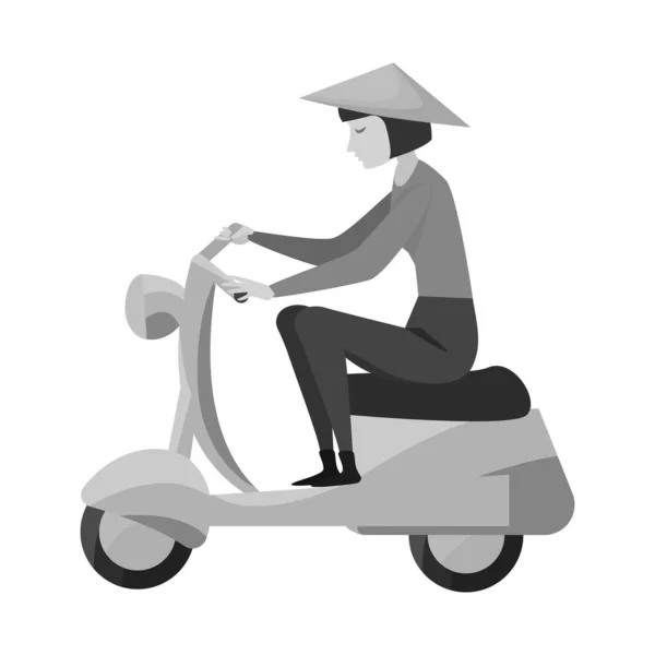 Motosiklet ve kız ikonunun vektör tasarımı. Motosiklet koleksiyonu ve ulaşım hisse senedi çizimi. — Stok Vektör