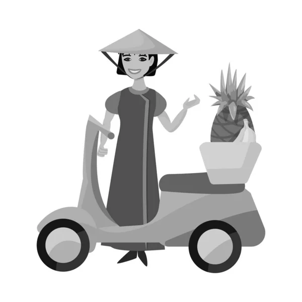 Vektor illustration av motorcykel och flicka ikon. Uppsättning motorcykel och transport stock symbol för webben. — Stock vektor