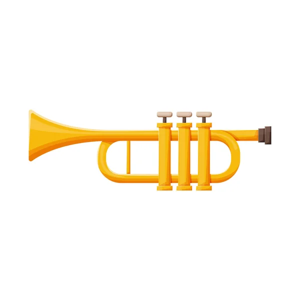 Trompet ve müzik sembolünün izole nesnesi. Stok için trompet ve altın vektör simgesi grafiği. — Stok Vektör