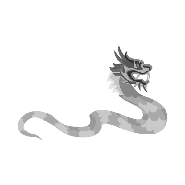 Ilustração vetorial de dragão e ícone do zodíaco. Coleção de dragão e tatuagem estoque vetor ilustração. — Vetor de Stock
