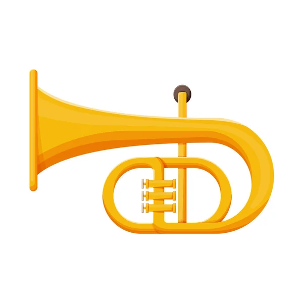 Diseño vectorial del signo de trompeta y banda. Gráfico de trompeta y oro icono vectorial para stock. — Vector de stock