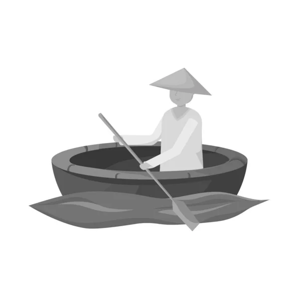 Ilustración vectorial del logotipo de barco y vietnamita. Conjunto de barco y paleta vector de stock ilustración. — Vector de stock