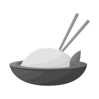 Pirinç ve gıda logosunun vektör çizimi. Pirinç ve kase vektör illüstrasyonu koleksiyonu.