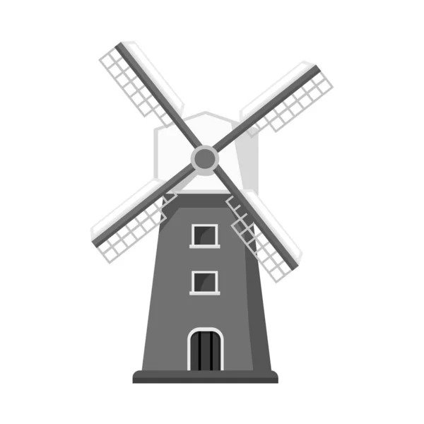 Ilustración vectorial de molino y signo de viento. Colección de molino y el símbolo de stock de construcción para la web. — Archivo Imágenes Vectoriales