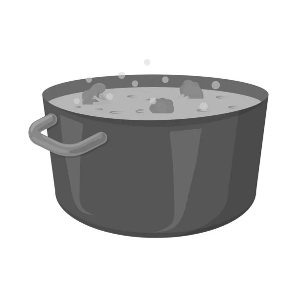 Conception vectorielle de la casserole et le signe brocoli. Collection d'icône vectorielle casserole et légumes pour stock. — Image vectorielle