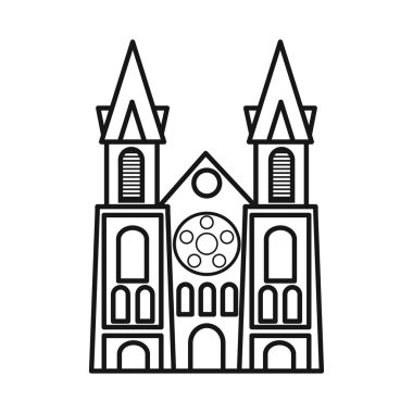 Kilisenin ve Vietnam sembolünün izole edilmiş bir nesnesi. Ağ için kilise ve katedral sembolü seti.