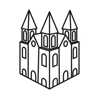 Şapel ve Vietnam ikonunun vektör çizimi. Ağ için kilise ve katedral sembolü seti.