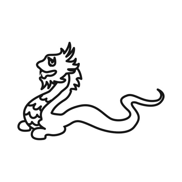 Projeto vetorial de dragão e ícone do zodíaco. Coleção de dragão e tatuagem estoque vetor ilustração. — Vetor de Stock