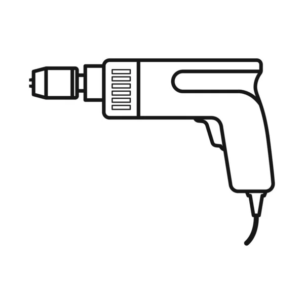 Objeto isolado de broca e símbolo de chave de fenda. Gráfico de broca e ilustração vetorial de estoque de instrumentos. — Vetor de Stock