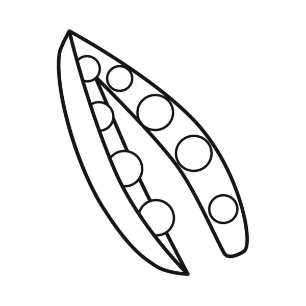 Diseño vectorial del signo de vaina y guisantes. Elemento web de vaina e icono de vector de semilla para stock. — Archivo Imágenes Vectoriales