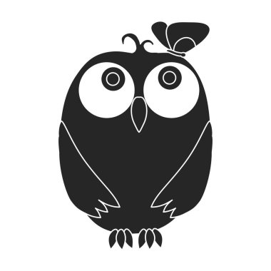 Baykuş vektör simgesi. Siyah vektör simgesi beyaz arka plan baykuşunda izole edildi.