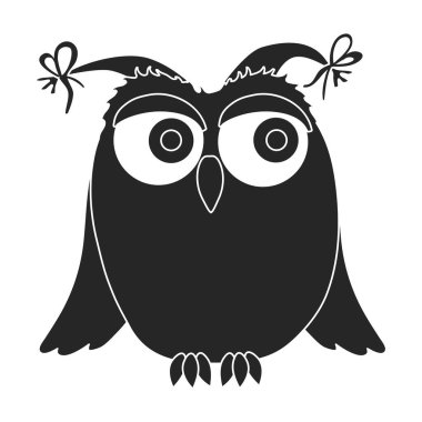 Baykuş vektör simgesi. Siyah vektör simgesi beyaz arka plan baykuşunda izole edildi.