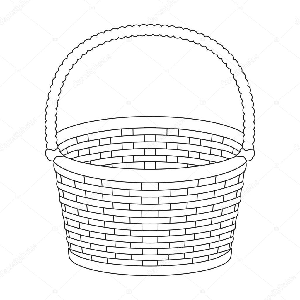 Basket vector icon. Outline vector icon isolated on white background basket.