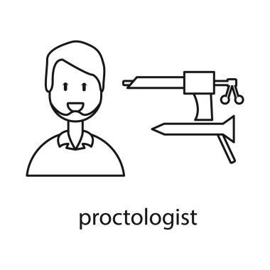 Proktoloğun ve teşhis ikonunun izole nesnesi. Proktolog ve uygulayıcı hisse senedi temsili koleksiyonu.