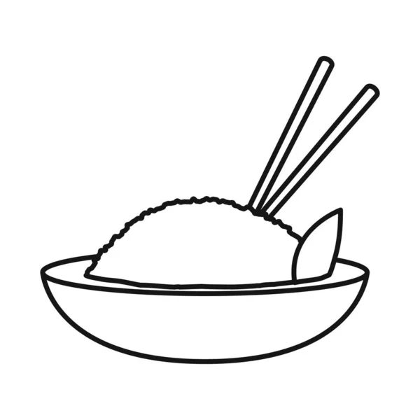 Ilustración vectorial del icono del arroz y los alimentos. Conjunto de arroz y bowl stock símbolo para web . — Archivo Imágenes Vectoriales