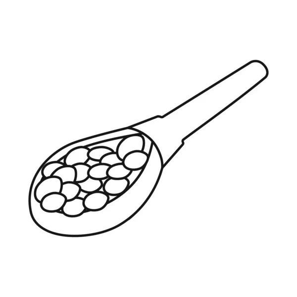 Illustration vectorielle du logo cuillère et grain. Collection de cuillère et symbole de stock biologique pour la toile. — Image vectorielle