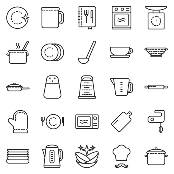 Cooking vector outline icon set . Collection vector illustration tool for kitchen on white background. Isolated outline illustration icon set of cooking for web design. — Stock Vector