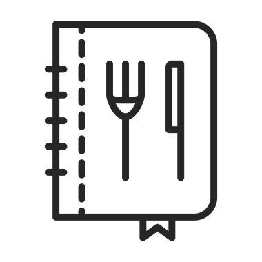 Menü vektör ana hatları simgesi. Vektör illüstrasyonu beyaz arka planda yemek pişiriyor. Menünün izole edilmiş taslak resimleme simgesi .