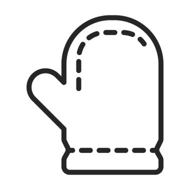 Mitten tutkal vektör ana hatları simgesi. Beyaz arka planda vektör illüstrasyon mutfak gereçleri. Eldiven tutacağının izole edilmiş taslak çizim simgesi .