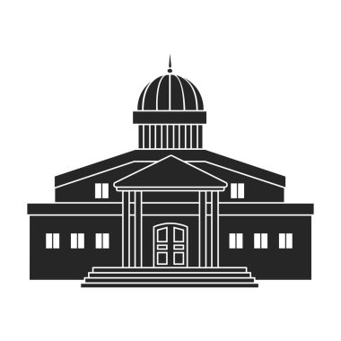 Hükümet vektör simgesi oluşturuluyor. Siyah vektör simgesi hükümetin beyaz arka plan binasında izole edildi .