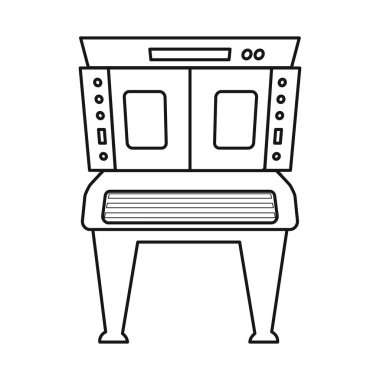 Fırın ve makine sembolünün izole edilmiş nesnesi. Stok için fırın ve fırın vektör simgesi kümesi.