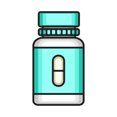 Ayrı bir şişe ve konteynır logosu. Stok için şişe ve tıbbi vektör simgesi grafiği.