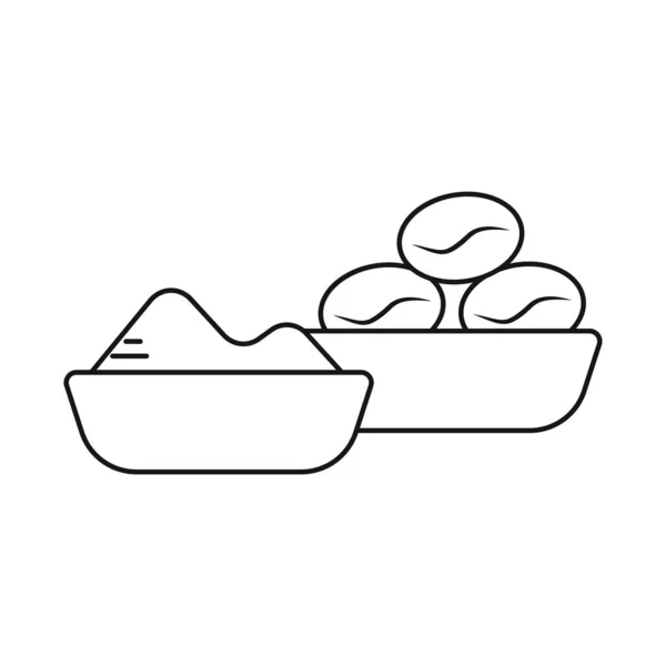 Εικονογράφηση διάνυσμα μπολ και το σύμβολο του καφέ. Σύνολο εικονιδίου φορέα μπολ και σπόρων για απόθεμα. — Διανυσματικό Αρχείο