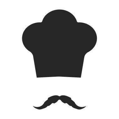 Şef vektör taslak simgesi. Beyaz arka planda vektör çizimi. Logo şefinin izole edilmiş tasviri. .