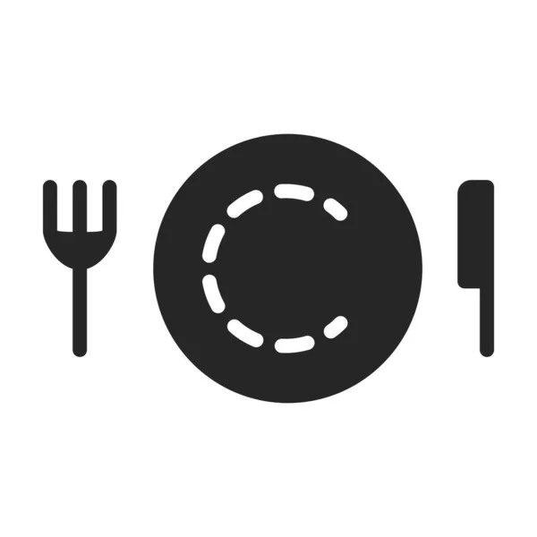 Plate Fork Knife Vector Black Icon Vector Illustration Tableware White — Stock Vector