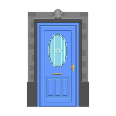 Ahşap vektör çizgi film ikonu kapısı. Beyaz zemin üzerinde vektör illüstrasyon eski kapı. İzole çizgi film çizimi logo ahşap kapı .