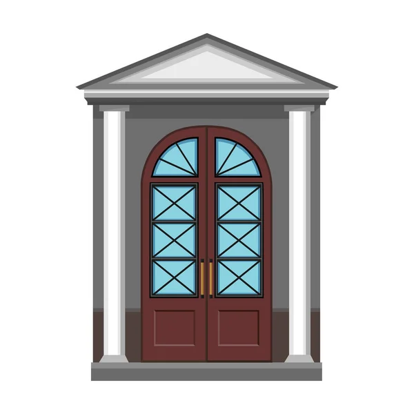 Puerta Madera Icono Dibujos Animados Vector Ilustración Vectorial Puerta Vieja — Vector de stock