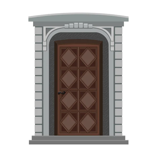 Door Wooden Vector Cartoon Icon Vector Illustration Old Door White — Stock Vector