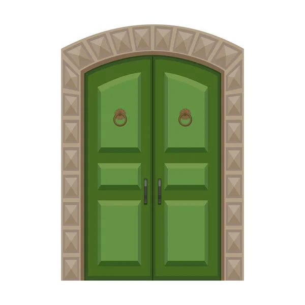 Door Wooden Vector Cartoon Icon Vector Illustration Old Door White — Stock Vector