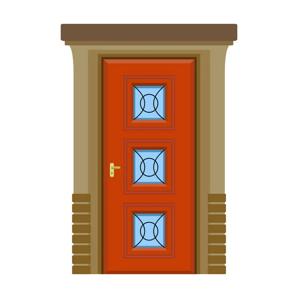 Puerta Madera Icono Dibujos Animados Vector Ilustración Vectorial Puerta Vieja — Vector de stock