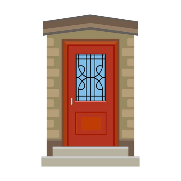 木制矢量卡通图标门 矢量在白色背景上画了一个古老的门 孤立的卡通画标识木门房屋 — 图库矢量图片