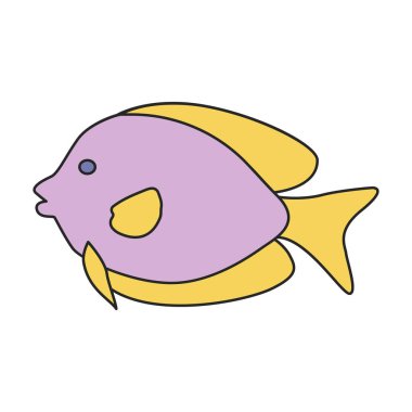 Tropikal balık vektör simgesi. Çizgi film vektör logosu beyaz arka planda izole edilmiş tropikal balıklar.