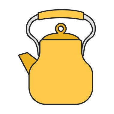 Kettle vektör simgesi. Beyaz arkaplan çaydanlığında renk vektörü logosu izole edildi.