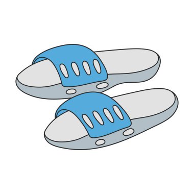 Sandal vektör renk simgesi. Beyaz arka planda vektör illüstrasyon fiskesi. Sandalet logosunun izole edilmiş renkli çizimi.