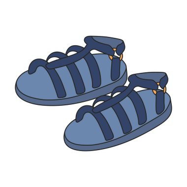 Sandal vektör renk simgesi. Beyaz arka planda vektör illüstrasyon fiskesi. Sandalet logosunun izole edilmiş renkli çizimi.