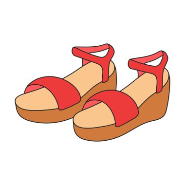 Sandal vektör renk simgesi. Beyaz arka planda vektör illüstrasyon fiskesi. Sandalet logosunun izole edilmiş renkli çizimi.