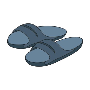 Sandal vektör renk simgesi. Beyaz arka planda vektör illüstrasyon fiskesi. Sandalet logosunun izole edilmiş renkli çizimi.