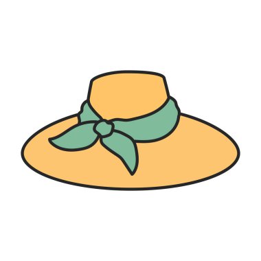 Yaz şapkası vektör simgesi. Beyaz arka plan yaz şapkası üzerine renk vektörü logosu izole edildi.