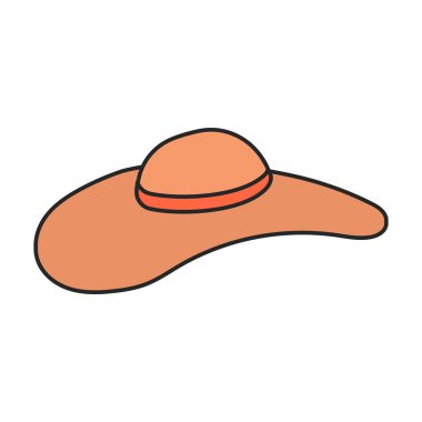 Yaz şapkası vektör simgesi. Beyaz arka plan yaz şapkası üzerine renk vektörü logosu izole edildi.