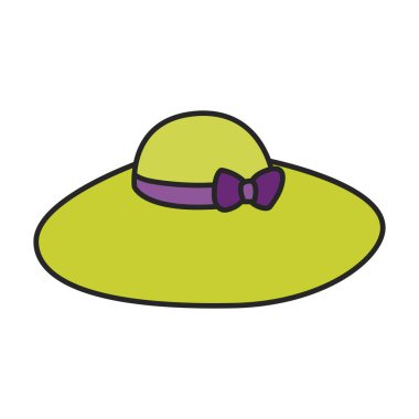 Yaz şapkası vektör simgesi. Beyaz arka plan yaz şapkası üzerine renk vektörü logosu izole edildi.