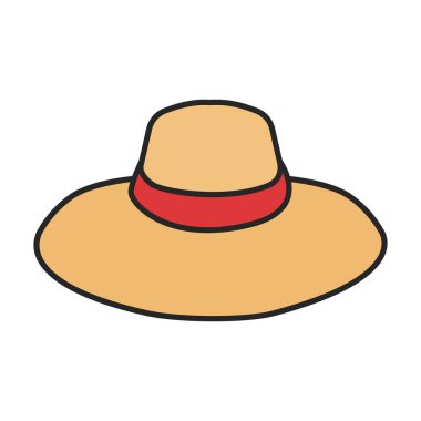 Yaz şapkası vektör simgesi. Beyaz arka plan yaz şapkası üzerine renk vektörü logosu izole edildi.