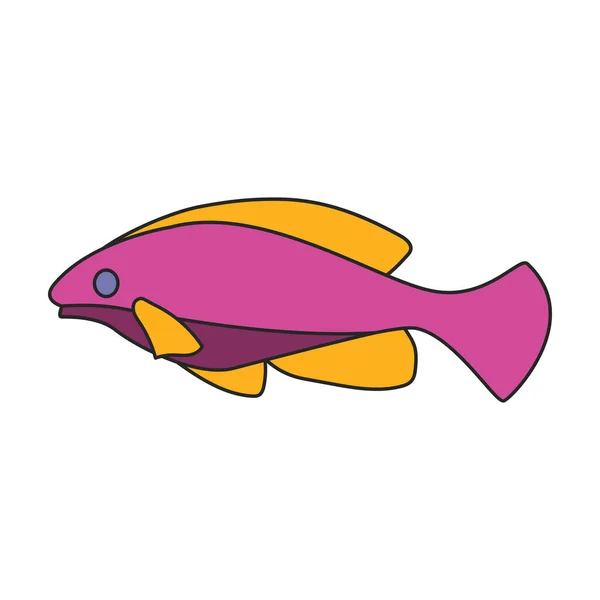 Tropische Fische Vektor Icon Cartoon Vektor Logo Isoliert Auf Weißem — Stockvektor